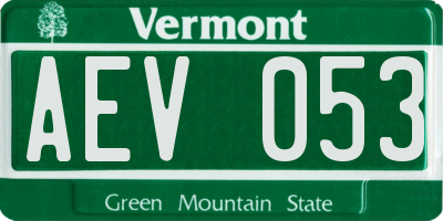 VT license plate AEV053