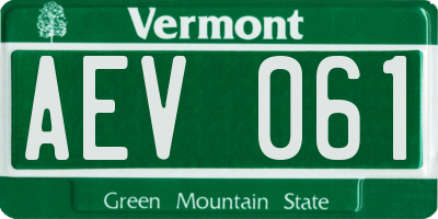 VT license plate AEV061