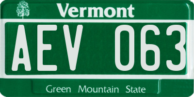 VT license plate AEV063