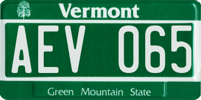VT license plate AEV065
