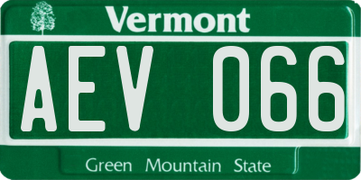 VT license plate AEV066