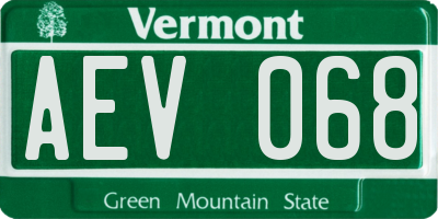 VT license plate AEV068