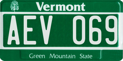 VT license plate AEV069