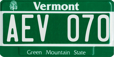 VT license plate AEV070