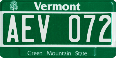 VT license plate AEV072
