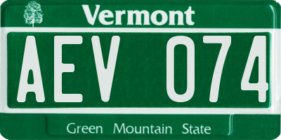 VT license plate AEV074