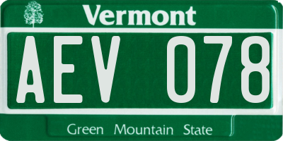 VT license plate AEV078