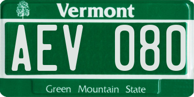 VT license plate AEV080