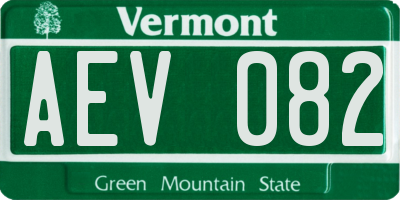 VT license plate AEV082