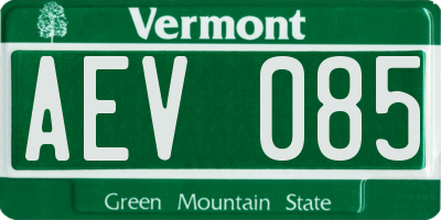 VT license plate AEV085
