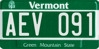 VT license plate AEV091