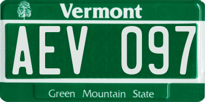 VT license plate AEV097