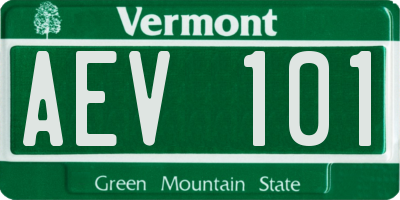 VT license plate AEV101