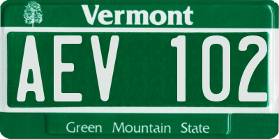 VT license plate AEV102