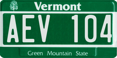 VT license plate AEV104