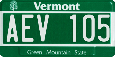 VT license plate AEV105
