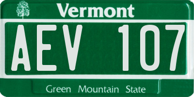 VT license plate AEV107