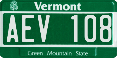 VT license plate AEV108