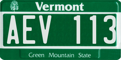 VT license plate AEV113