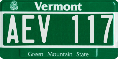 VT license plate AEV117