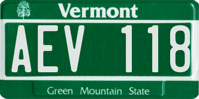 VT license plate AEV118