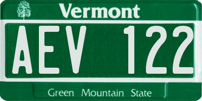 VT license plate AEV122