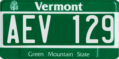 VT license plate AEV129