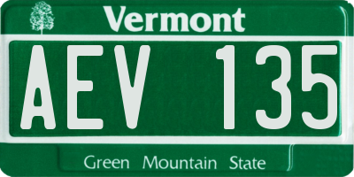 VT license plate AEV135