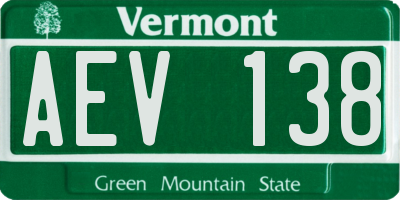 VT license plate AEV138