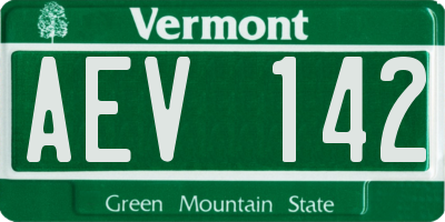 VT license plate AEV142