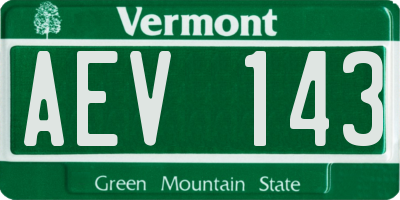VT license plate AEV143