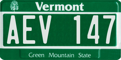 VT license plate AEV147