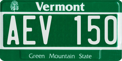 VT license plate AEV150