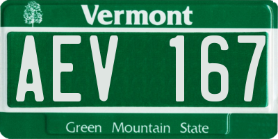 VT license plate AEV167