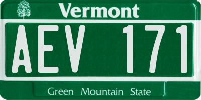 VT license plate AEV171