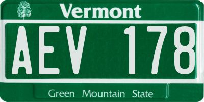 VT license plate AEV178