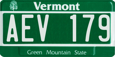VT license plate AEV179