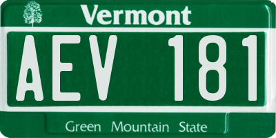 VT license plate AEV181