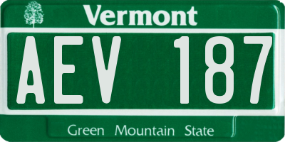 VT license plate AEV187