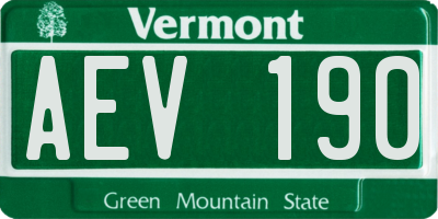 VT license plate AEV190