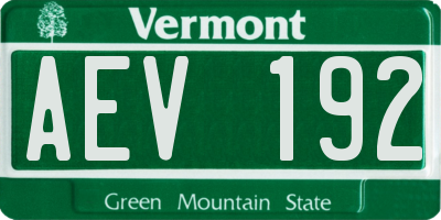 VT license plate AEV192