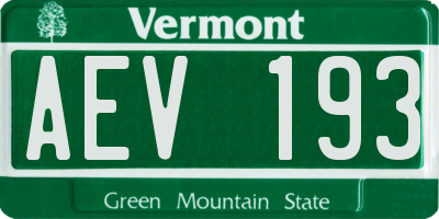 VT license plate AEV193