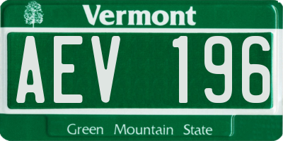 VT license plate AEV196