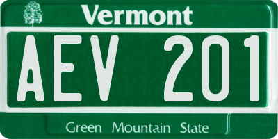 VT license plate AEV201