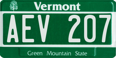 VT license plate AEV207