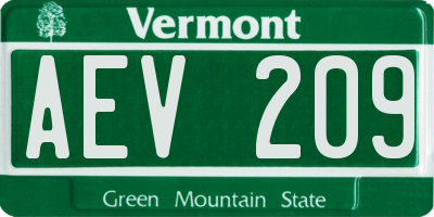 VT license plate AEV209