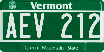 VT license plate AEV212