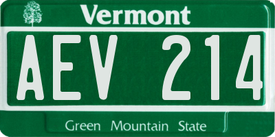 VT license plate AEV214