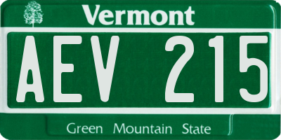 VT license plate AEV215