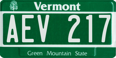 VT license plate AEV217